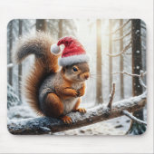 Weihnachtshörnchen auf dem Zweig des Schneebaumes Mousepad (Vorne)