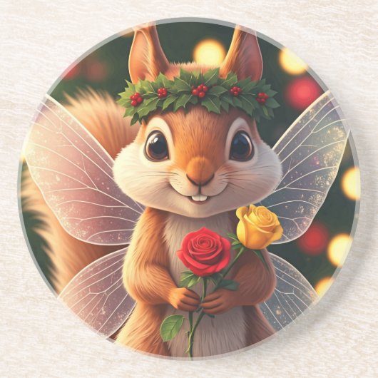 Weihnachtshörnchen Fairy Untersetzer (Vorne)