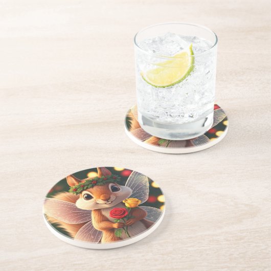 Weihnachtshörnchen Fairy Untersetzer (Seite)