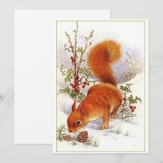 Weihnachtshörnchen Feiertagskarte (Vorne/Hinten)