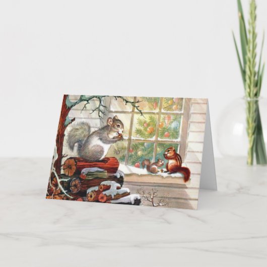 Weihnachtshörnchen Feiertagskarte (Vorderseite)