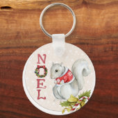 Weihnachtshörnchen-Illustration Schlüsselanhänger (Vorderseite)