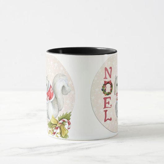 Weihnachtshörnchen-Illustration Tasse (Zentrum)