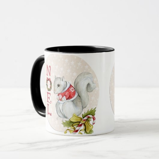 Weihnachtshörnchen-Illustration Tasse (Vorderseite Links)