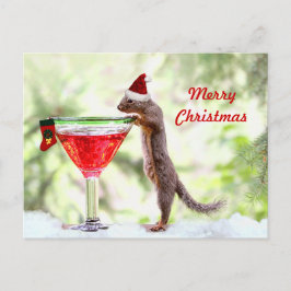 Weihnachtshörnchen in Happy Hour Feiertagspostkarte