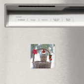 Weihnachtshörnchen in Snowy Basket Magnet (In Situ (Geschirrspüler))