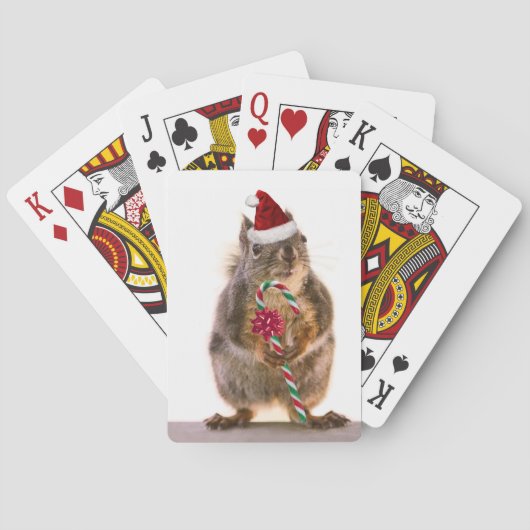 Weihnachtshörnchen mit Candy Cane Spielkarten (Rückseite)