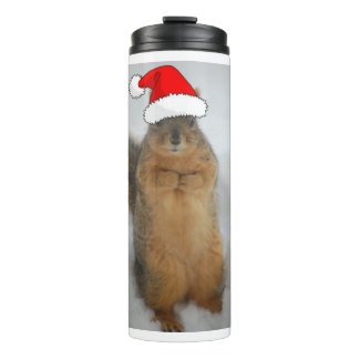 Weihnachtshörnchen mit dem Weihnachtsmann Thermosbecher