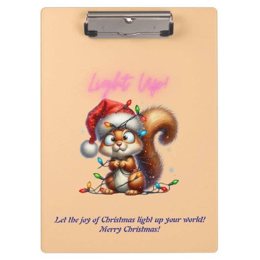 Weihnachtshörnchen mit festlicher Lichtkarte Klemmbrett (Vorderseite)
