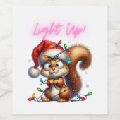 Weihnachtshörnchen mit festlicher Lichtkarte Weinetikett (Einzelnes Label)