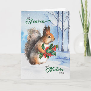 Weihnachtshörnchen mit Holly Nature Theme Feiertagskarte