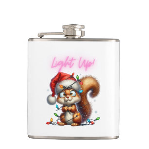 Weihnachtshörnchen mit Lights Fun Holiday Card Flachmann