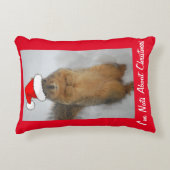 Weihnachtshörnchen mit Weihnachtsmannmütze Dekokissen (Vorderseite)