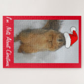 Weihnachtshörnchen mit Weihnachtsmannmütze Puzzle (Horizontal)