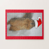 Weihnachtshörnchen mit Weihnachtsmannmütze Puzzle (Horizontal)