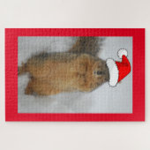 Weihnachtshörnchen mit Weihnachtsmannmütze Puzzle (Horizontal)