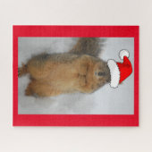 Weihnachtshörnchen mit Weihnachtsmannmütze Puzzle (Horizontal)