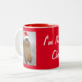 Weihnachtshörnchen mit Weihnachtsmannmütze Zweifarbige Tasse (Vorderseite Links)