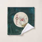 Weihnachtshörnchen, Schneeflocken Badhandtuch Set (Waschlappen)