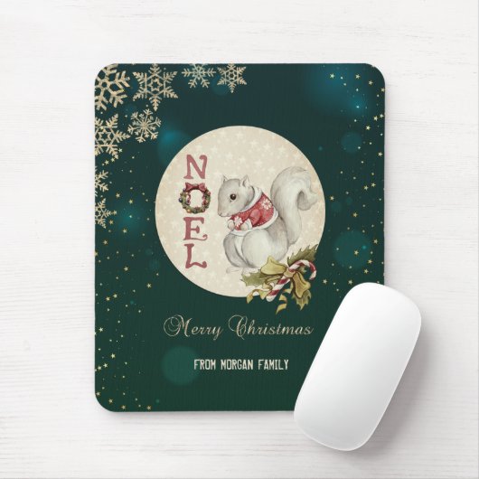 Weihnachtshörnchen, Schneeflocken Mousepad (Mit Mouse)