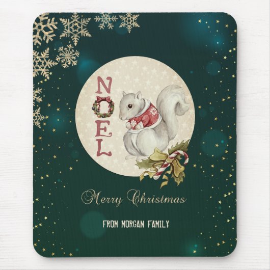 Weihnachtshörnchen, Schneeflocken Mousepad (Vorne)