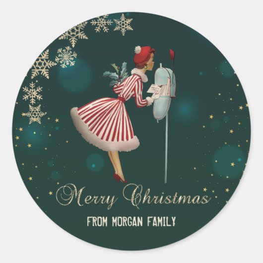 Weihnachtshörnchen, Schneeflocken Runder Aufkleber (Vorderseite)