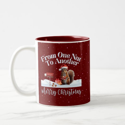 Weihnachtshörnchen von einer Nut zur anderen Zweifarbige Tasse (Links)