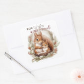 Weihnachtshörnchen warm wünscht gemütliche Momente Quadratischer Aufkleber (Umschlag)