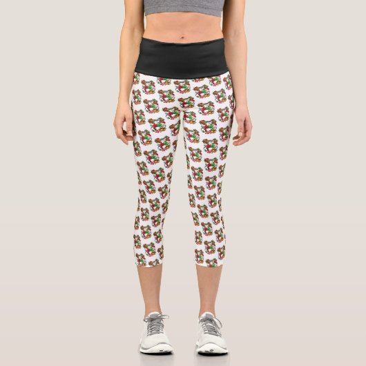 Weihnachtshosen mit hoher Taille Capris (Vorderseite)