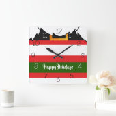 Weihnachtshosen und Bart Frohe Weihnachten Quadratische Wanduhr (Zuhause)