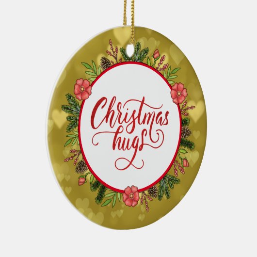 Weihnachtshugs Personalisiert bis ab Jahr Keramik Ornament (Rechts)