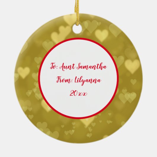 Weihnachtshugs Personalisiert bis ab Jahr Keramik Ornament (Hinten)