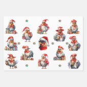 Weihnachtshühnchen-Shoppers Plus Solids Green Red Geschenkpapier Set (Vorderseite)
