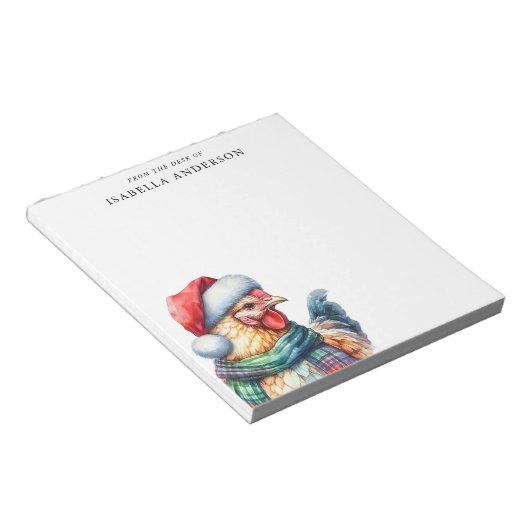Weihnachtshühnchen vom Schreibtisch Notizblock (angewinkelt)