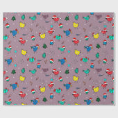 Weihnachtshühner, lila Packpapier (Flach)