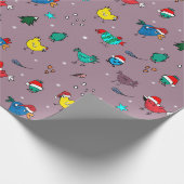 Weihnachtshühner, lila Packpapier (Ecke)