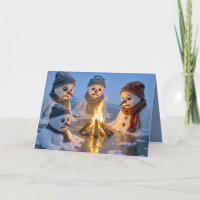 Weihnachtshumor Schneemänner schmelzen um ein Lage