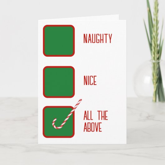 Weihnachtshumor Unartige oder Artige Kontrollkästc Karte (Vorderseite)