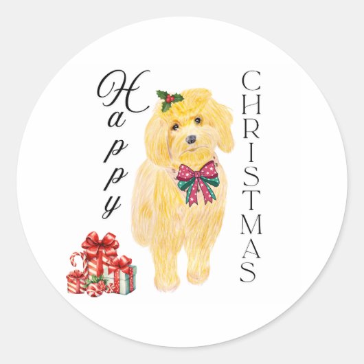 Weihnachtshund 1 runder aufkleber (Vorderseite)