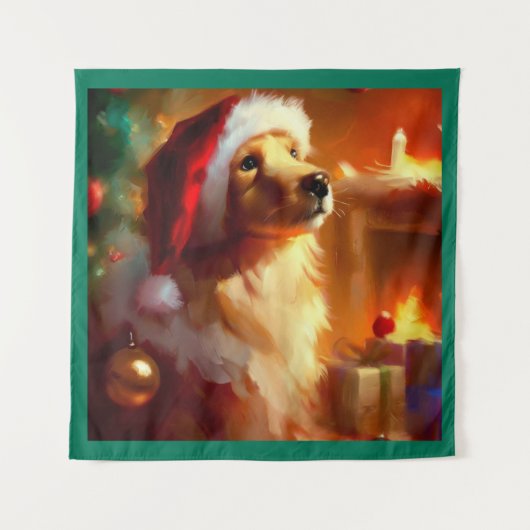 Weihnachtshund 1 wandteppich (Vorderseite)