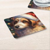 Weihnachtshund 2 rechteckiger pappuntersetzer (angewinkelt)