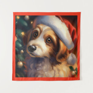 Weihnachtshund 2 wandteppich