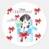 Weihnachtshund 2Klassischer Rundsticker Runder Aufkleber (Vorderseite)