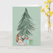 Weihnachtshund auf Geschenk Karte (Gelbe Blume)