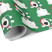 Weihnachtshund auf Grün Geschenkpapier (Rolleneckpunkt)