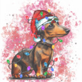 Weihnachtshund Aufkleber (Vorderseite)