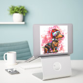 Weihnachtshund Aufkleber (Laptop auf Schreibtisch)