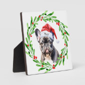 Weihnachtshund Black Frenchie French Bulldog Santa Fotoplatte (Vorderseite)