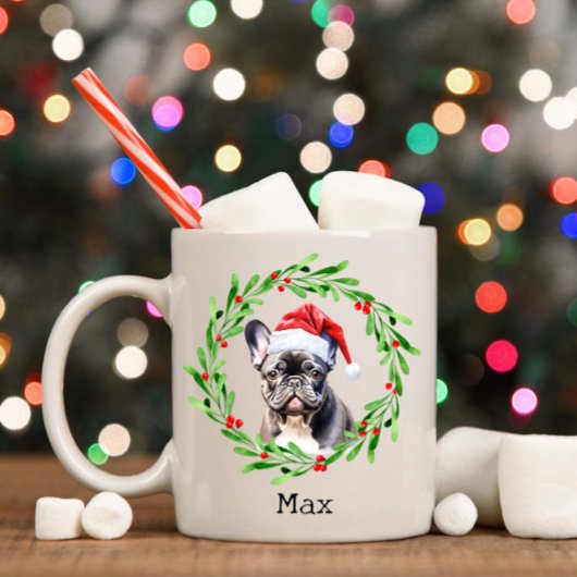Weihnachtshund Black Frenchie French Bulldog Santa Kaffeetasse