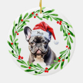 Weihnachtshund Black Frenchie French Bulldog Santa Keramik Ornament (Hinten)